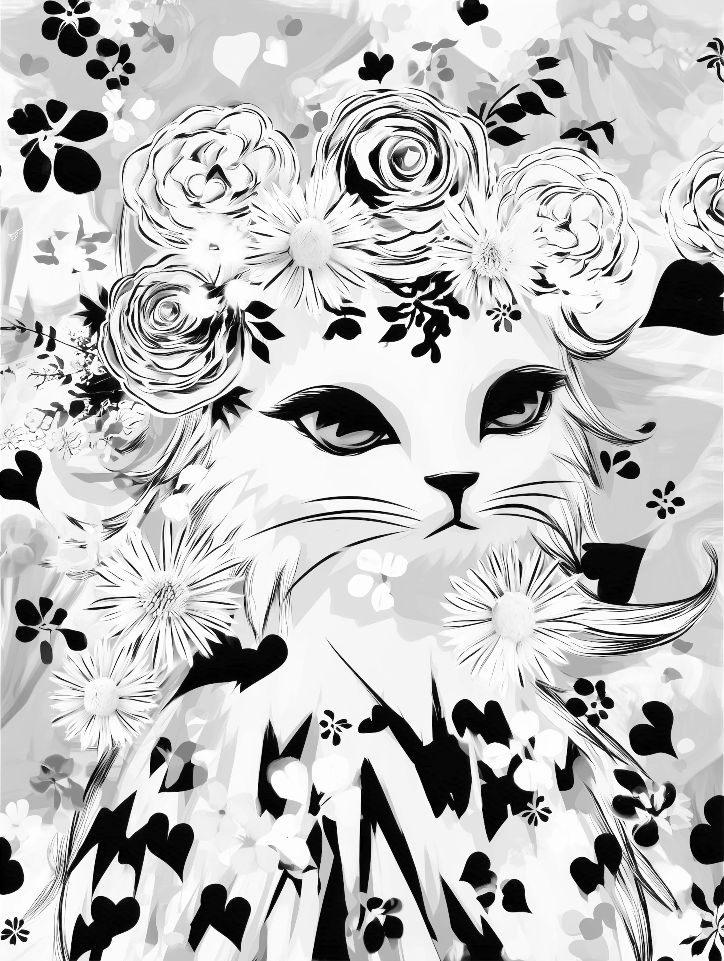 Free printable kitten coloring page featuring portrait of a cat face